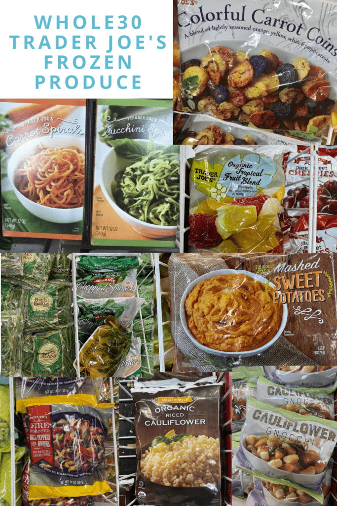 A collage of Whole30 Trader Joe's Frozen Items