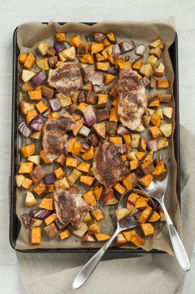 25 Easy Whole 30 Sheet Pan Dinner Recipes - chicken on a pan