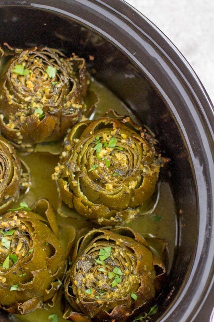 Healthy Crockpot Artichokes