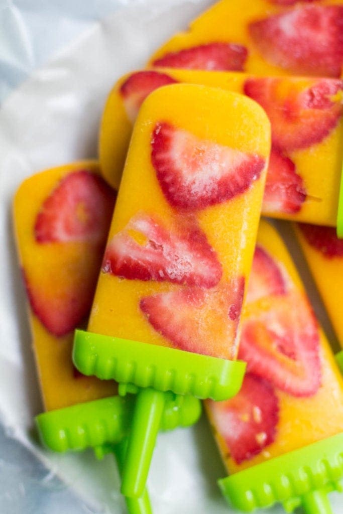 Healthy Strawberry Mango Popsicles