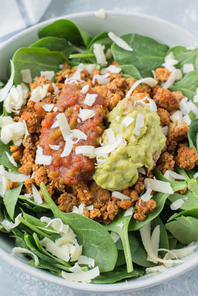 A close up of a healthy taco salad