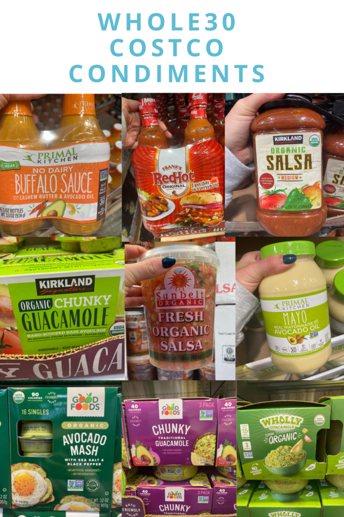 A collage of Whole30 Costco Condiments