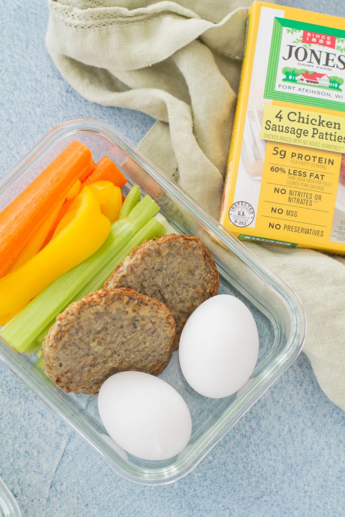 a glass container filled with meal prep breakfast bowl
