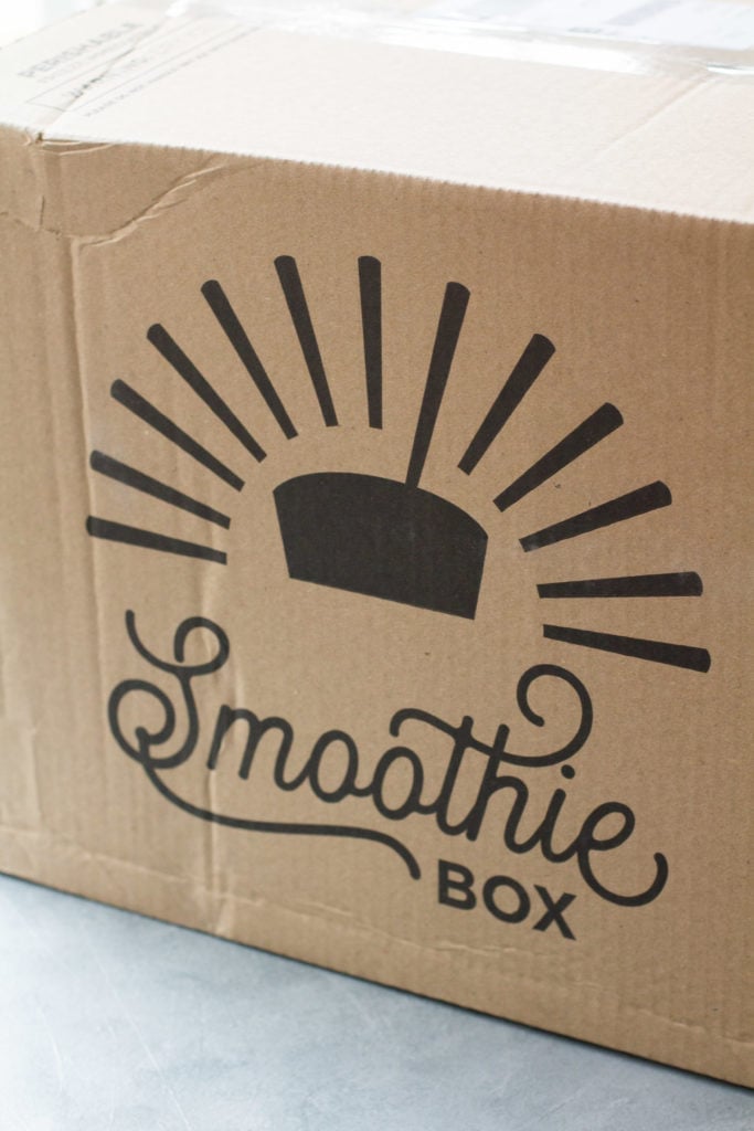 A picture of a smoothie box that has just been delivered.
