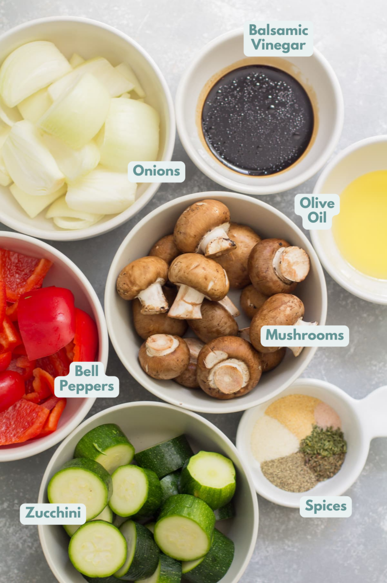 Ingredients for vegetable kebabs