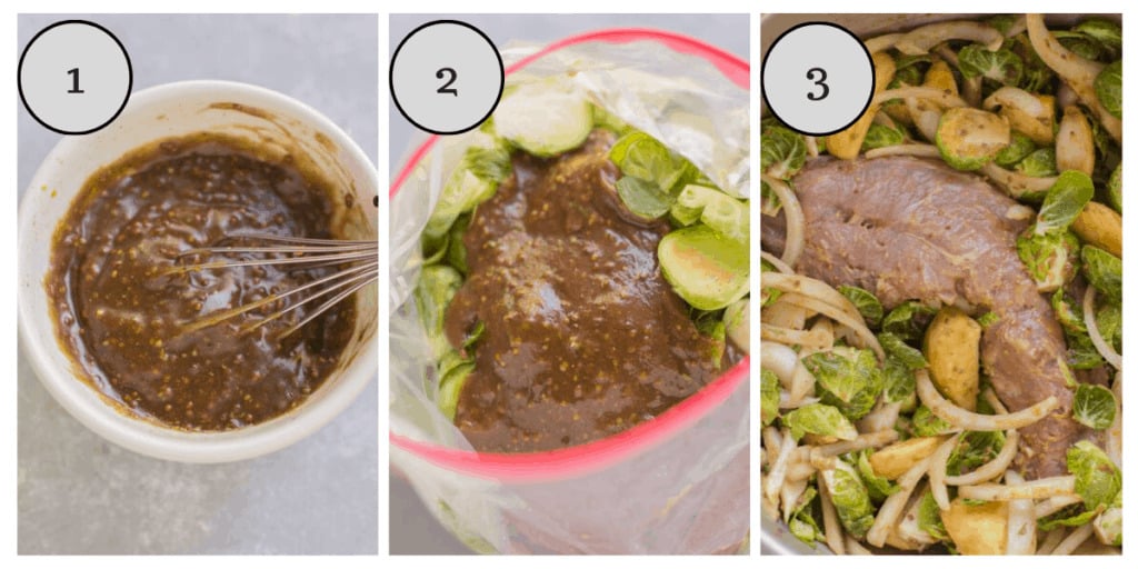 Step by step instructions showing how to make apple pork tenderloin dinner.