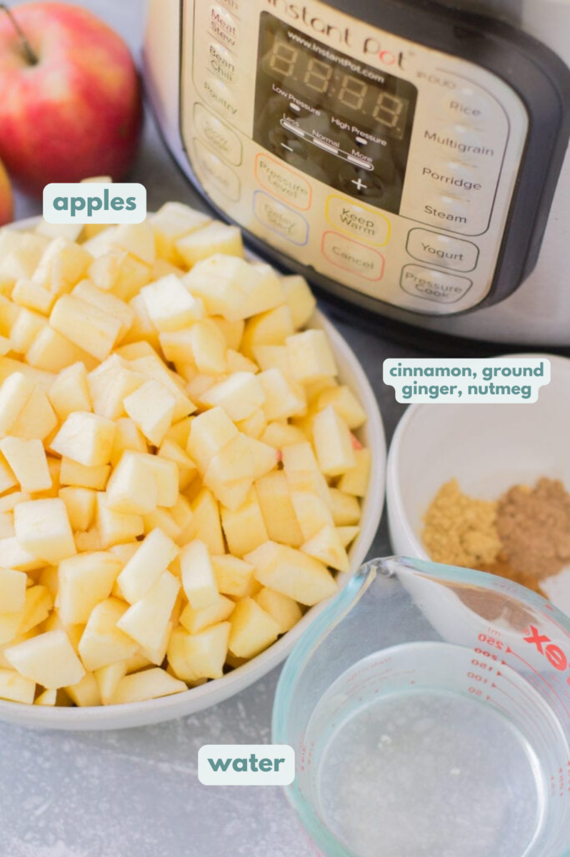 Ingredients to make pressure cooker applesauce