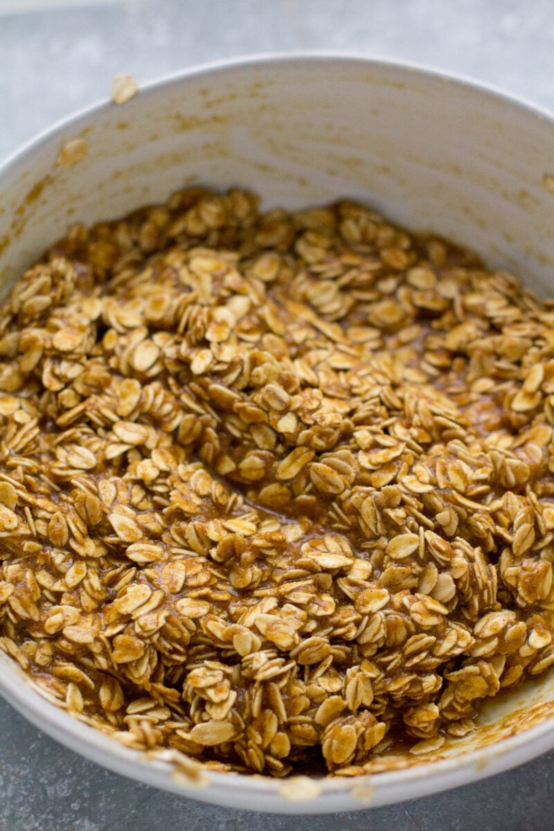 Healthy Gingerbread Breakfast Cookie Dough in a bowl.