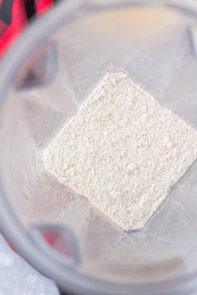 gluten free flour for gingerbread muffins being blended up