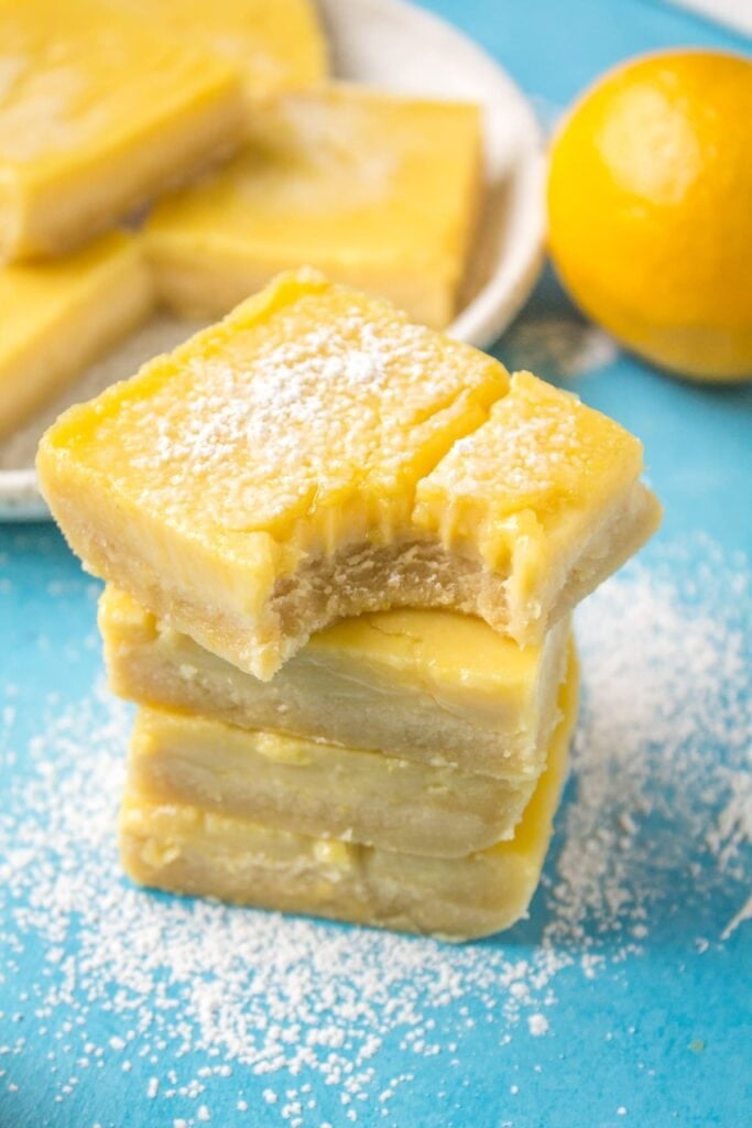 A stack of lemon bars - the perfect healthy brunch recipe!