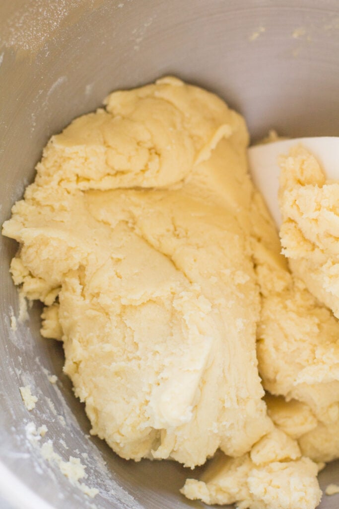 Sweet Pie Crust dough in a metal bowl