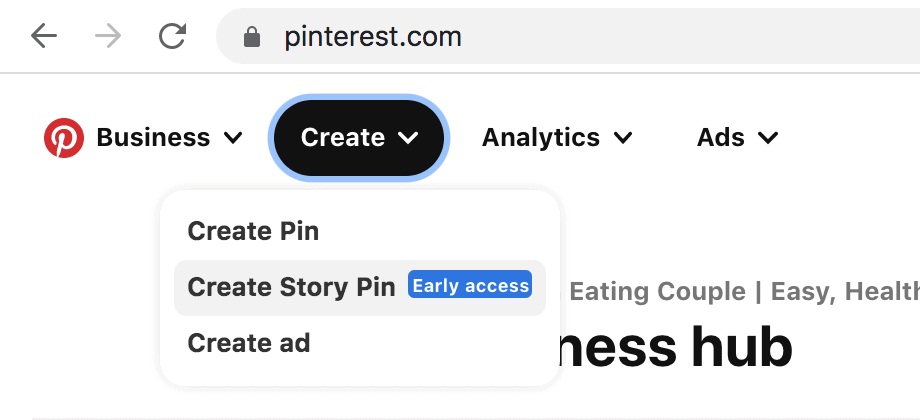 A screenshot showing how to make a story Pin on Pinterest