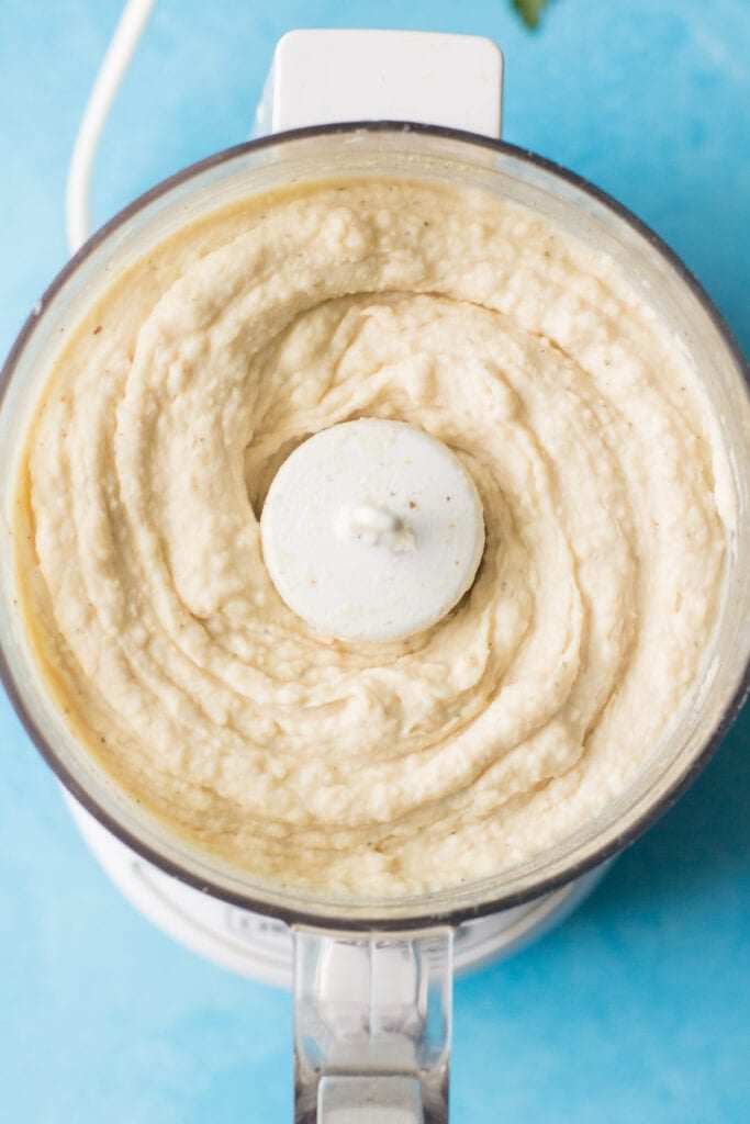White Bean Hummus blended in a food processor