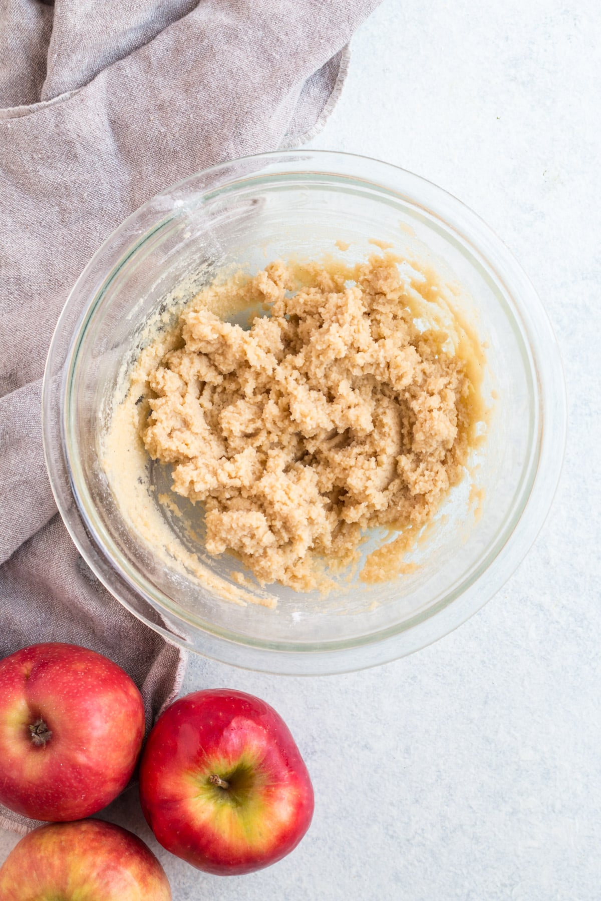 healthy apple bar crust being mixed together