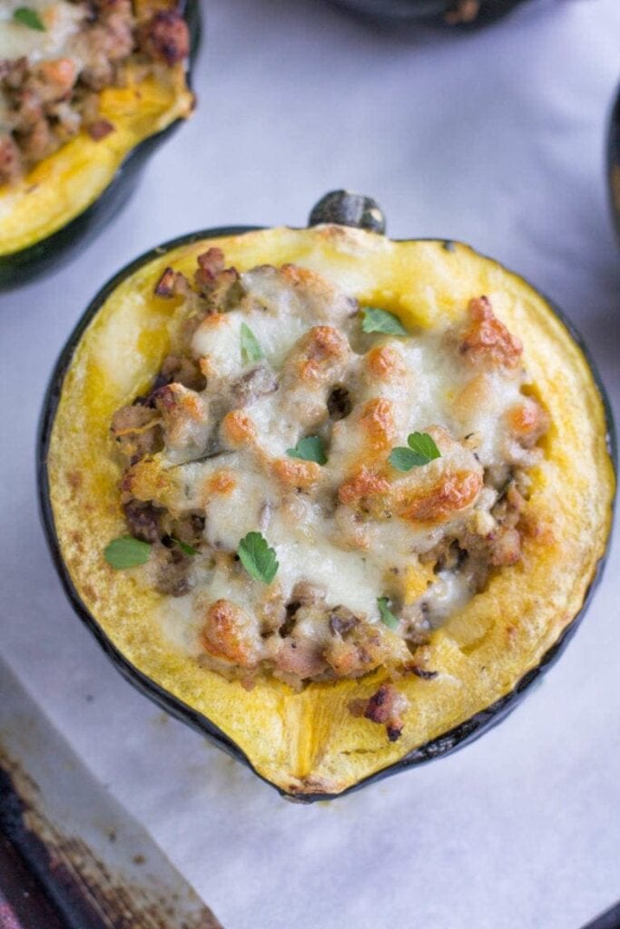 Turkey Acorn Stuffed Squash - a healthy thanksgiving meal!