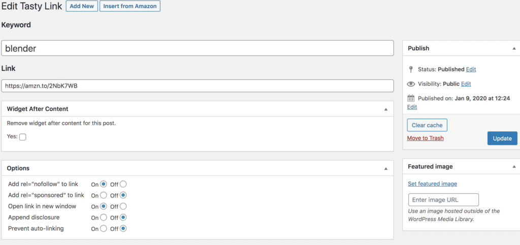 A screenshot showing how TastyLinks works
