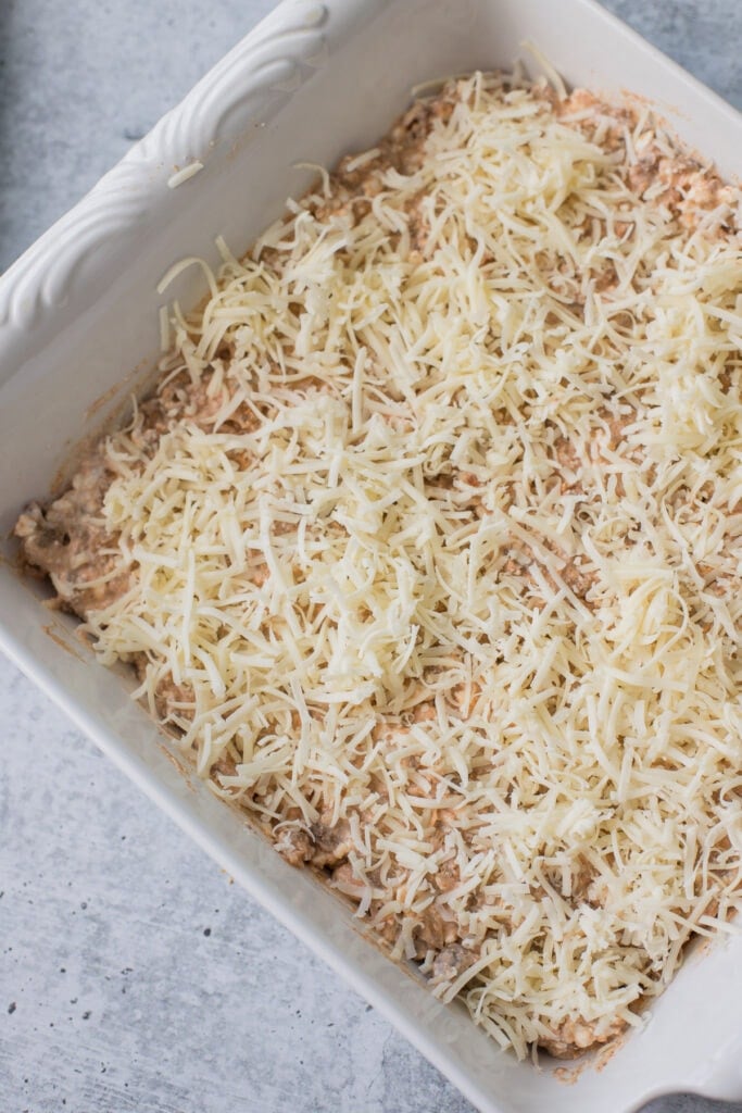 Healthy Taco Dip before being baked in the oven