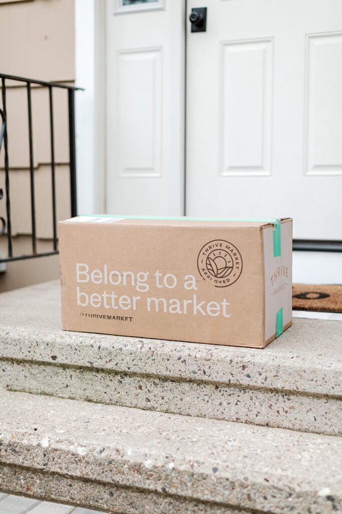 A Thrive Market box on a doorstep
