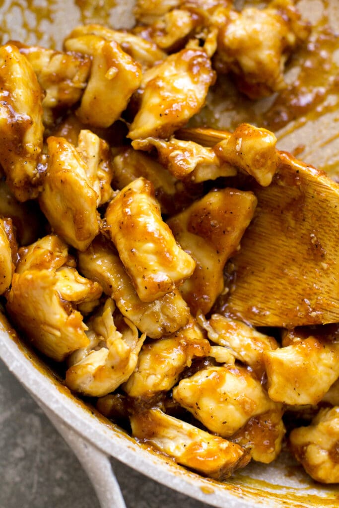 healthy orange chicken in a pot