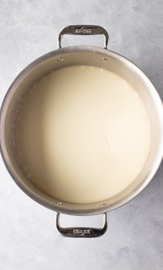 beef bone broth chilled with fat solidified on top