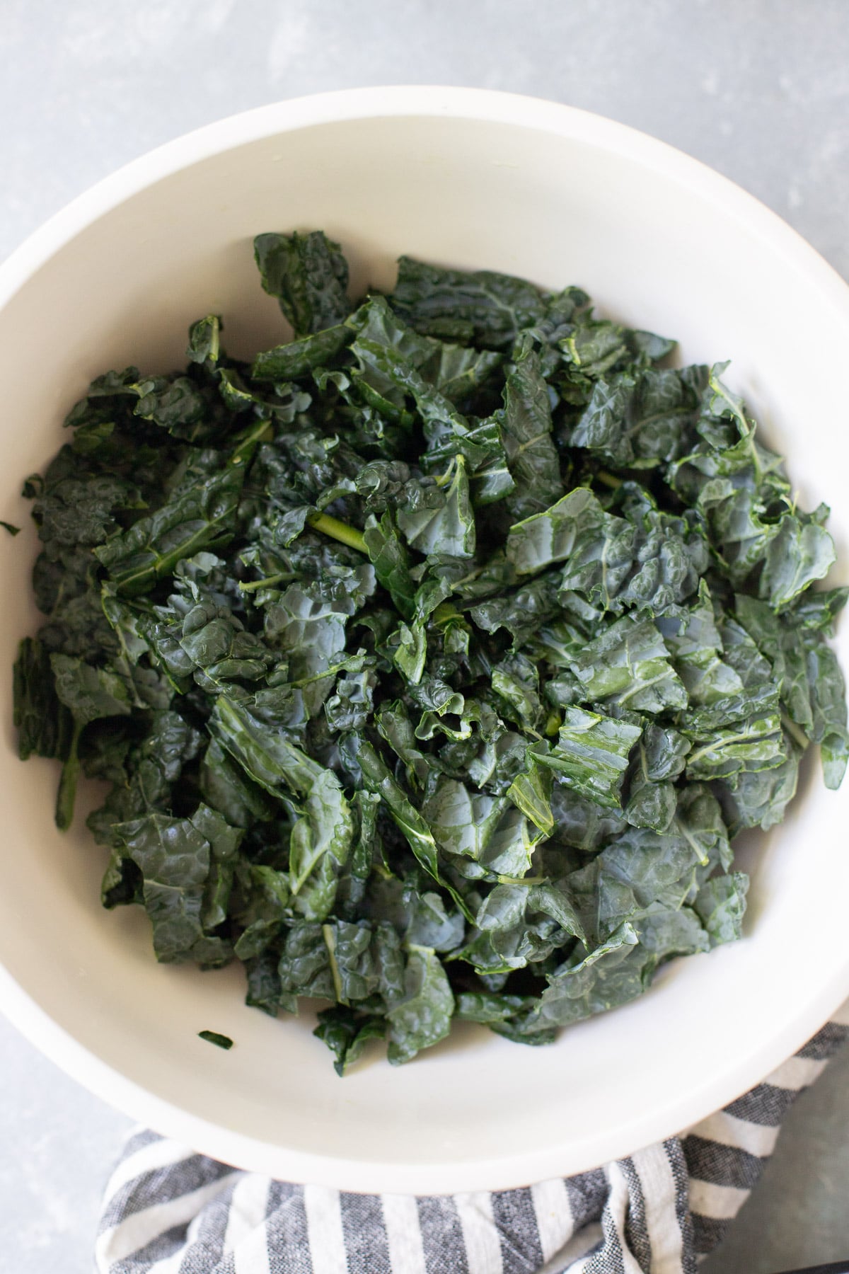 A bowl of chopped kale