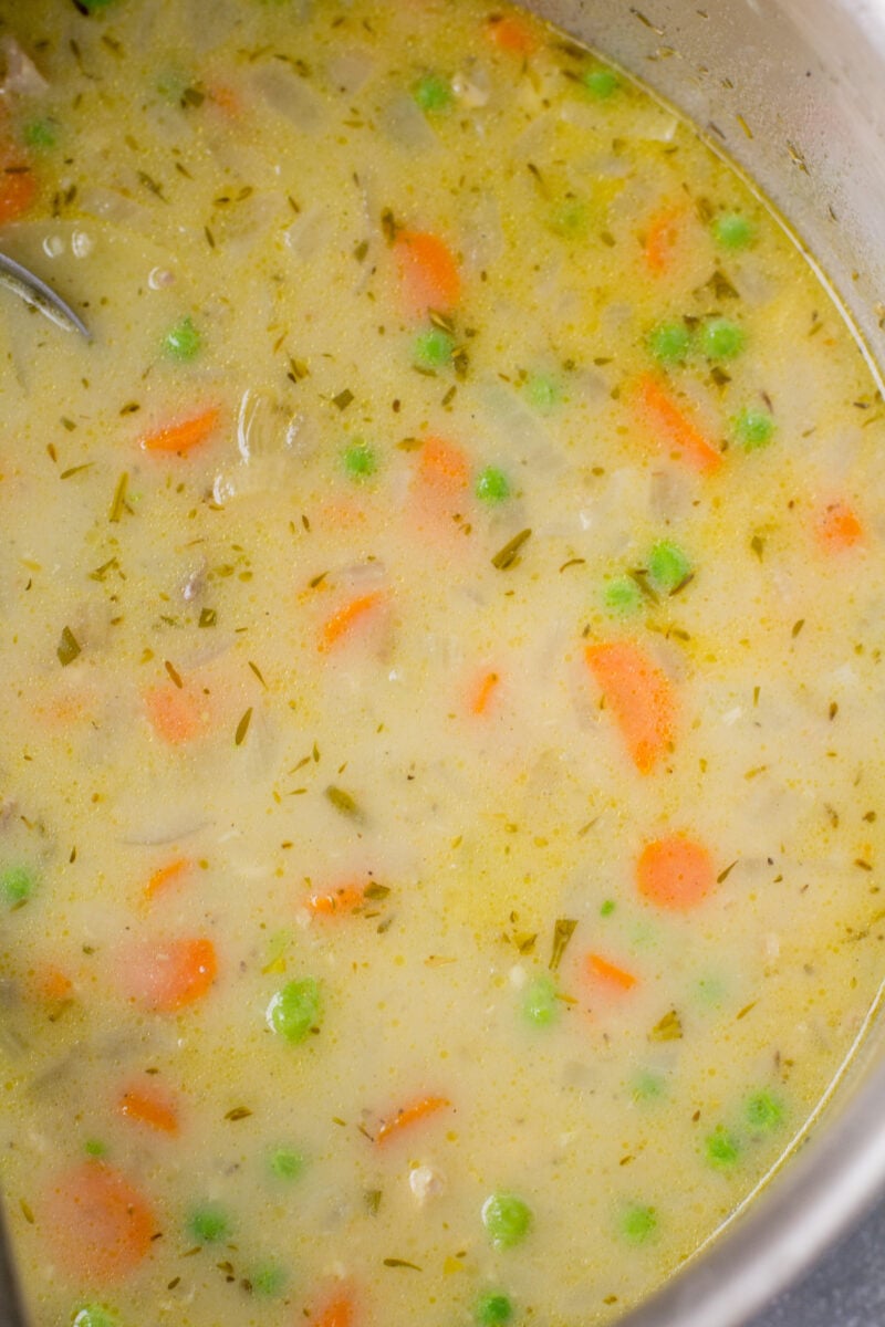 Turkey Pot Pie Soup in an instant pot.