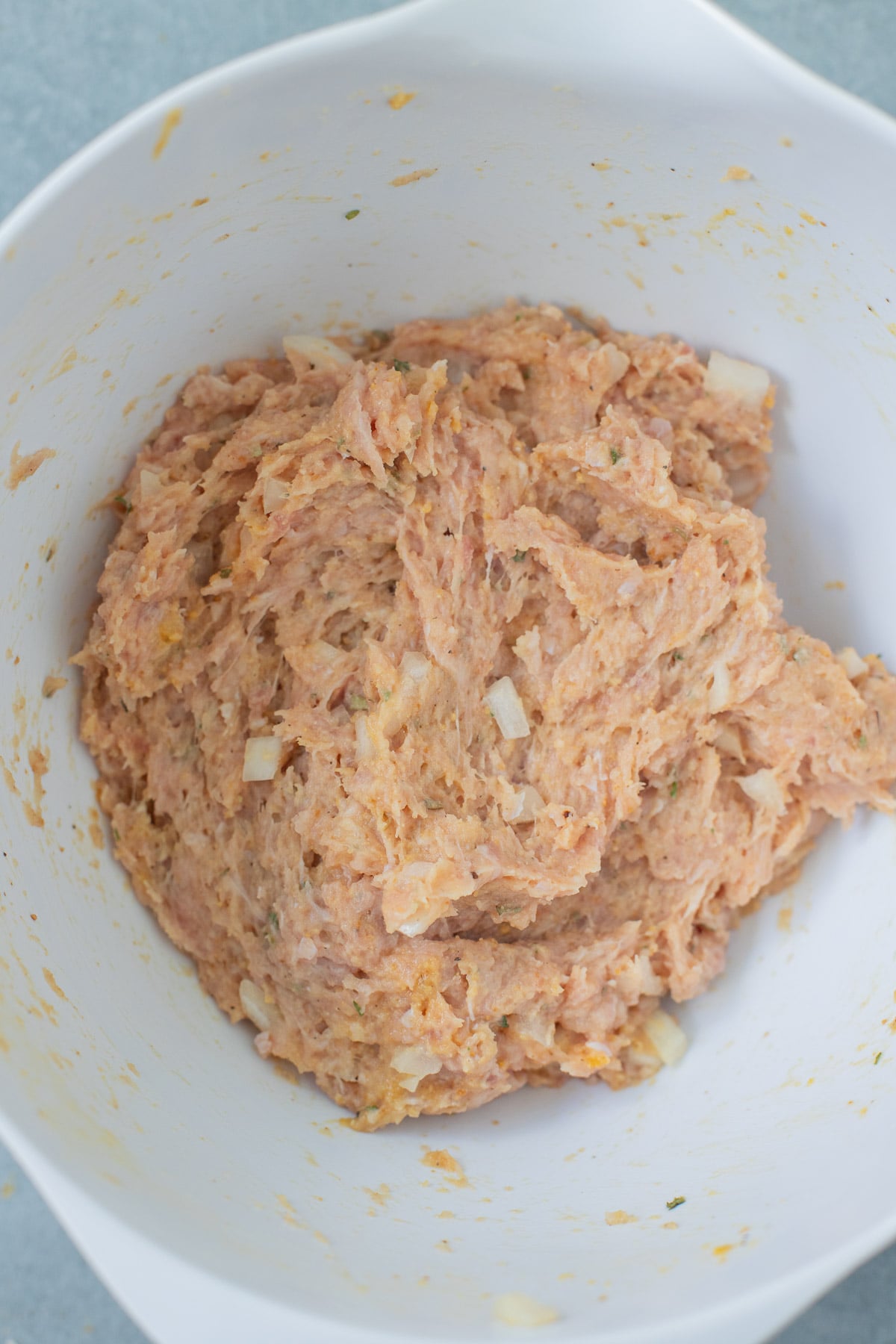 A bowl of meatball mixture for Italian wedding soup