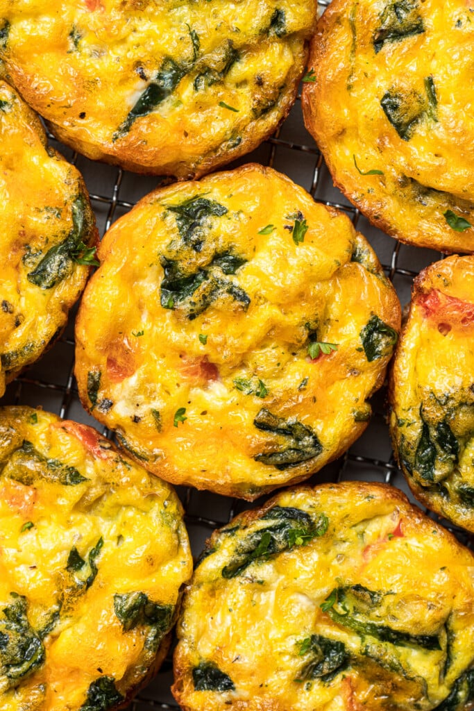 A lot of egg muffin cups close together
