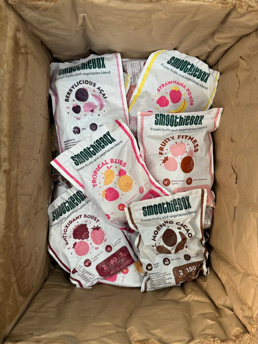 Smoothie Box Smoothies in a cardboard box