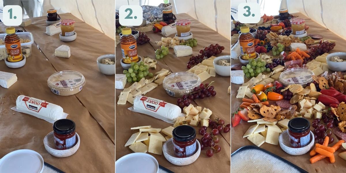 Step by step instructions for how to make charcuterie board