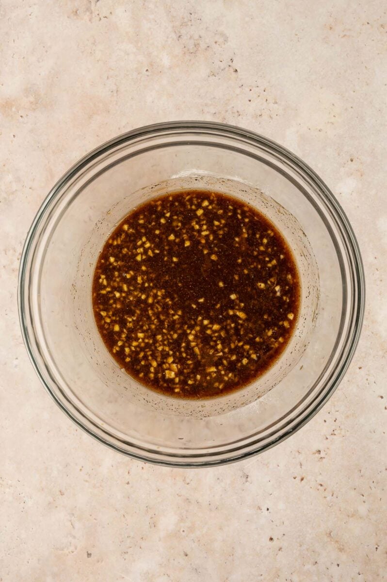 Beef Broccoli stir fry sauce mixed in a glass bowl.