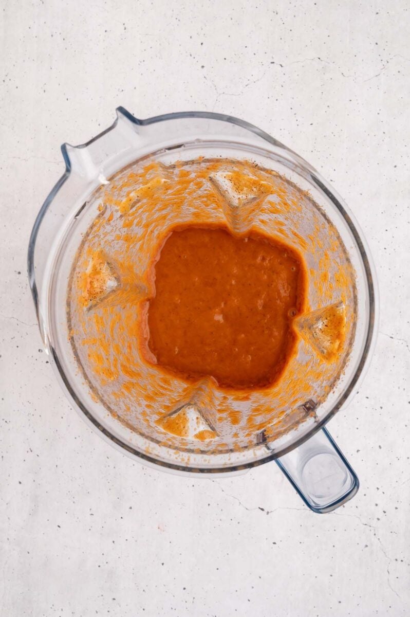 Healthy bbq sauce in a blender after blending.
